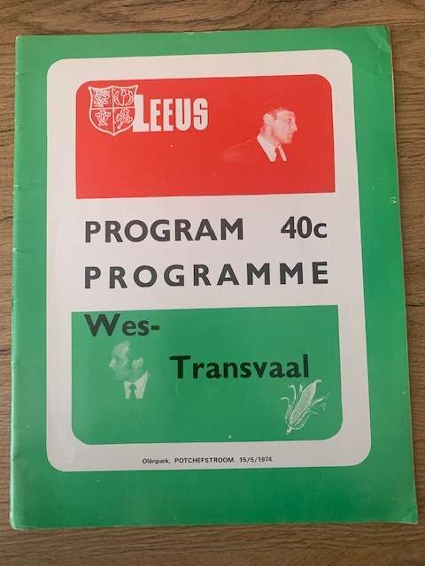 Rugby Programme - Western-Transvaal vs British and Irish Lions 15/05/1974