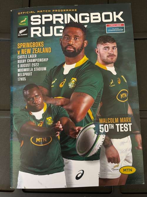 Rugby Programme - Springboks vs All Blacks 06/08/2022