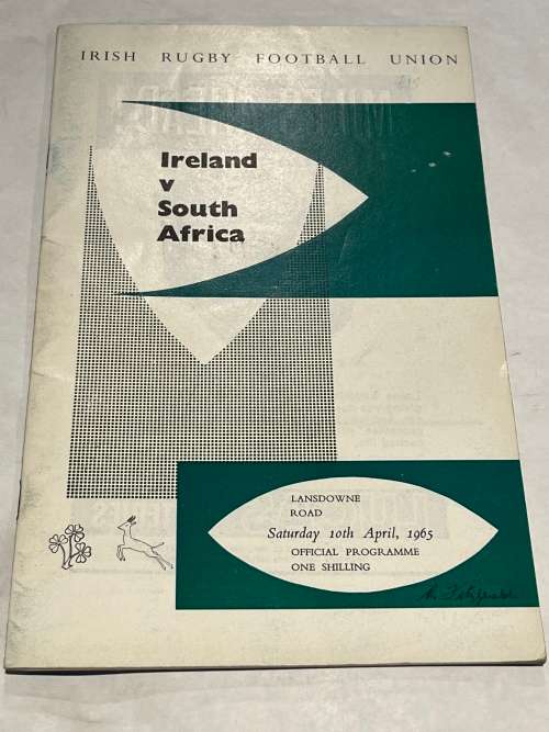 Rugby Programme - Ireland vs South-Africa 10/04/1965