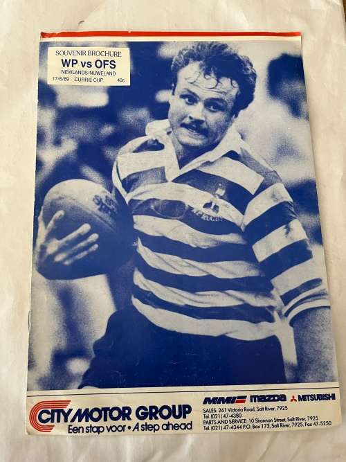 Rugby Programme - Western Province vs OFS 17/06/89