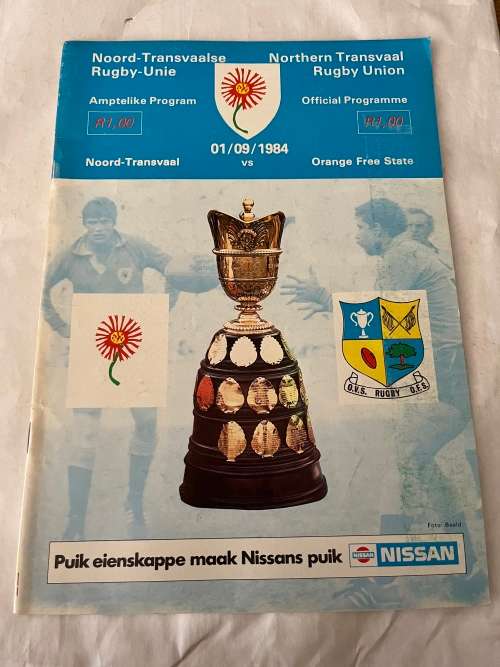Rugby Programme - Noord-Transvaal vs OFS 01/09/1984