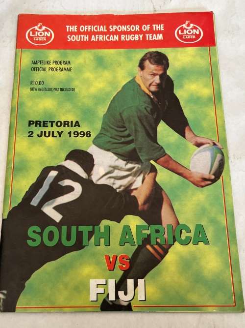 Rugby Programme - South-Africa vs Fiji 02/07/1996