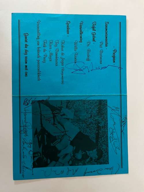Signed (*Frik/Mof/Moolman etc) Rugby Menu - Dag van die slotte/Day of the Locks 27/10/1995