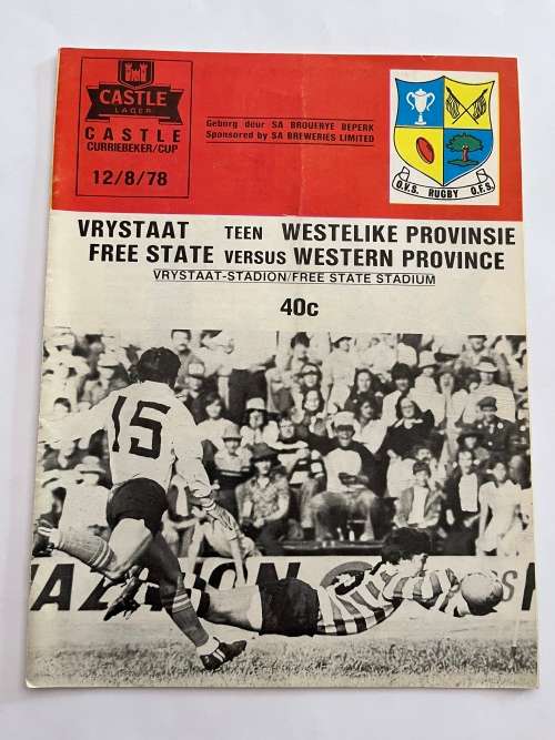 Rugby Programme - Free State vs Western Province 12/08/1978