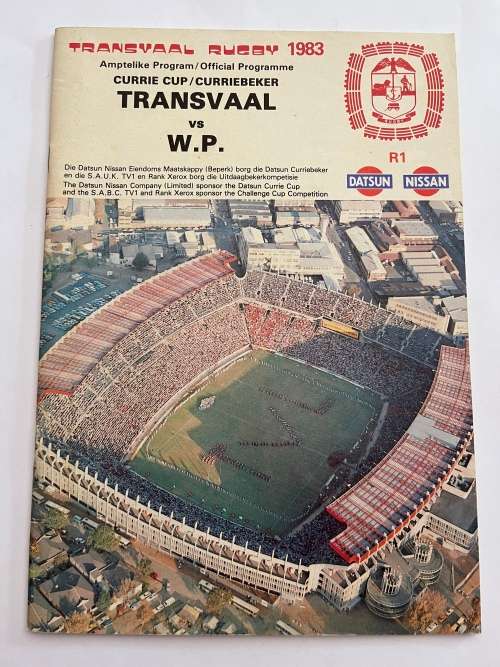 Rugby Programme - Transvaal vs Western Province 23/07/83