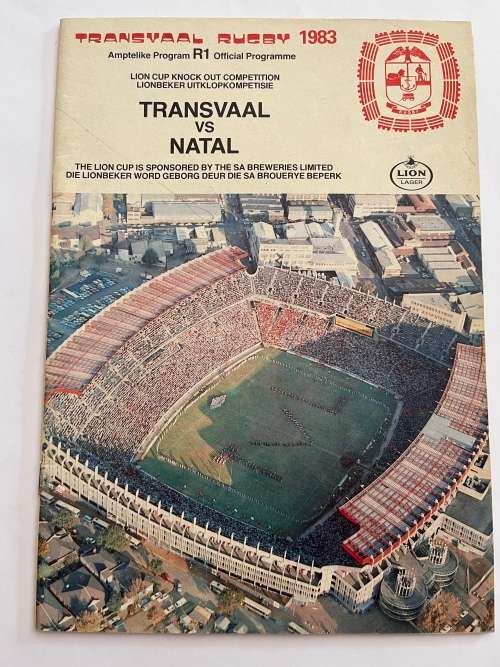 Rugby Programme - Transvaal vs Natal 16/07/1983