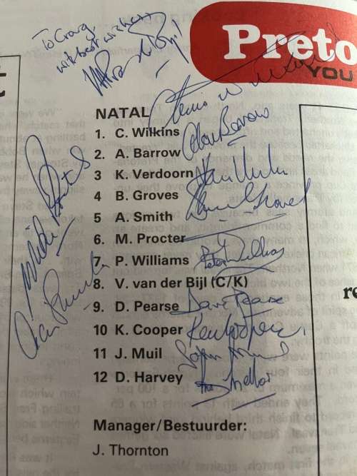 Cricket Programme *SIGNED* - Northern Transvaal vs Natal 7/8/10 Dec 1979
