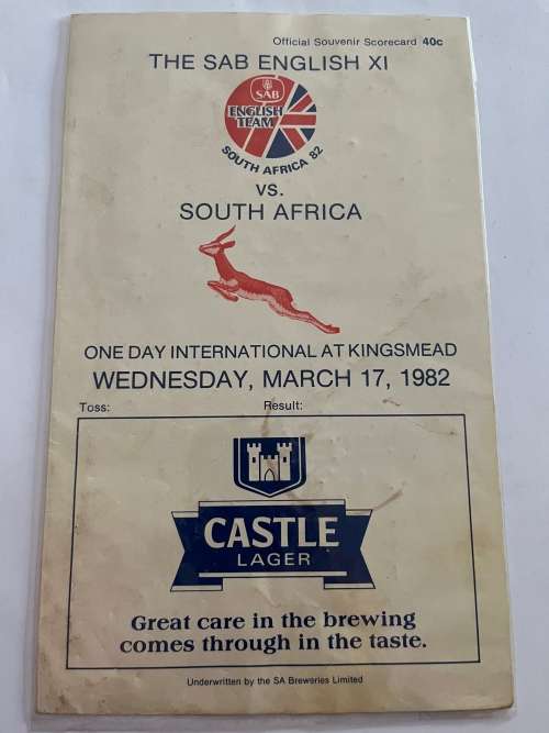Cricket Programme - SAB English XI vs South-Africa 17/03/1982