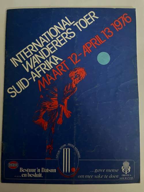 Cricket Programme/Tour Guide - International Wanderers tour of South-Africa 1976