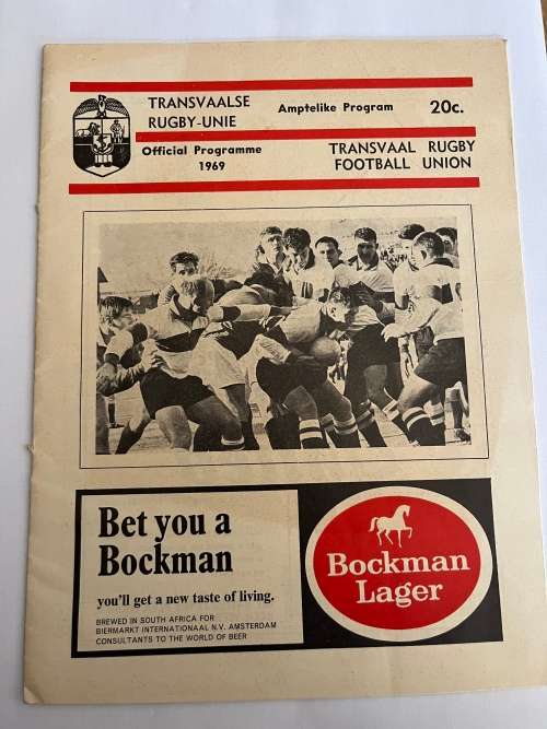 Rugby Programme - Northerrn-Transvaal vs Transvaal 21/06/1969