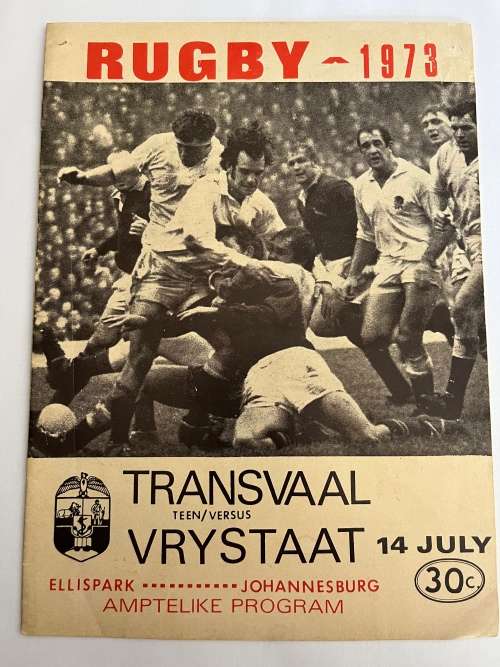 Rugby Programme - Transvaal vs Free State 14/07/1973