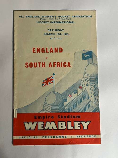 Hockey Programme - South-Africa vs England 13/03/1965 Wembley