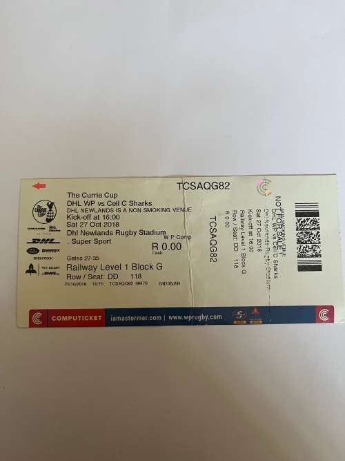 Rugby Ticket - 2018 Currie Cup FINAL