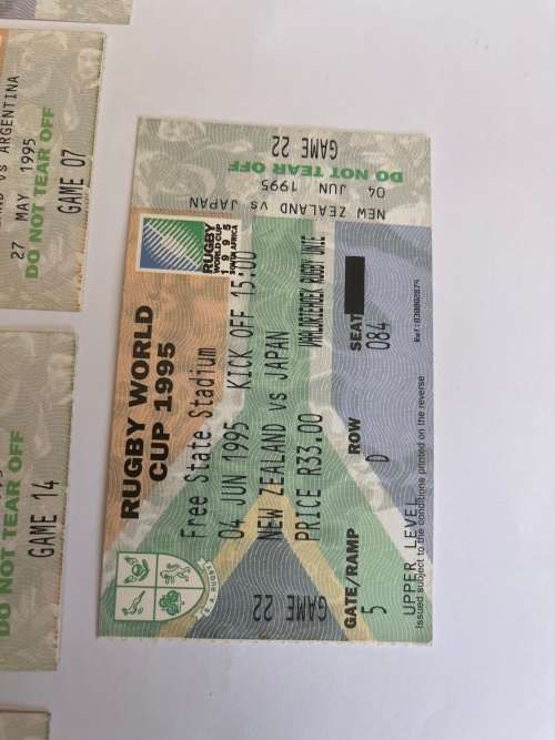 Rugby tickets * 9 Matches - 1995 Rugby World Cup.