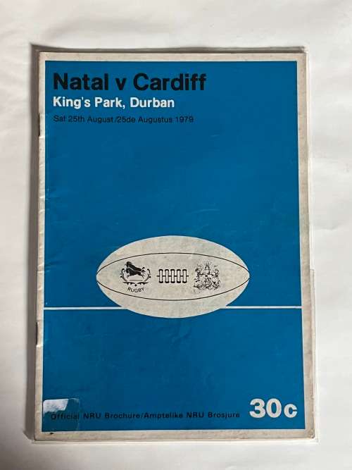 Rugby Programme - Natal vs Cardiff 25/08/1979