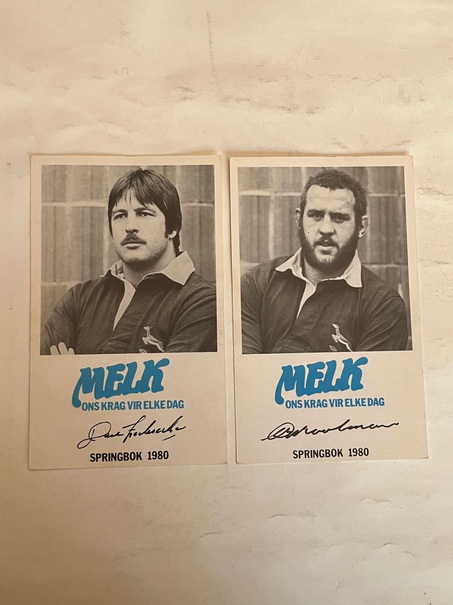 Rugby Cards - Rare 1980 Melk Rugby Cards (Louis Moolman & Dave Frederickson)