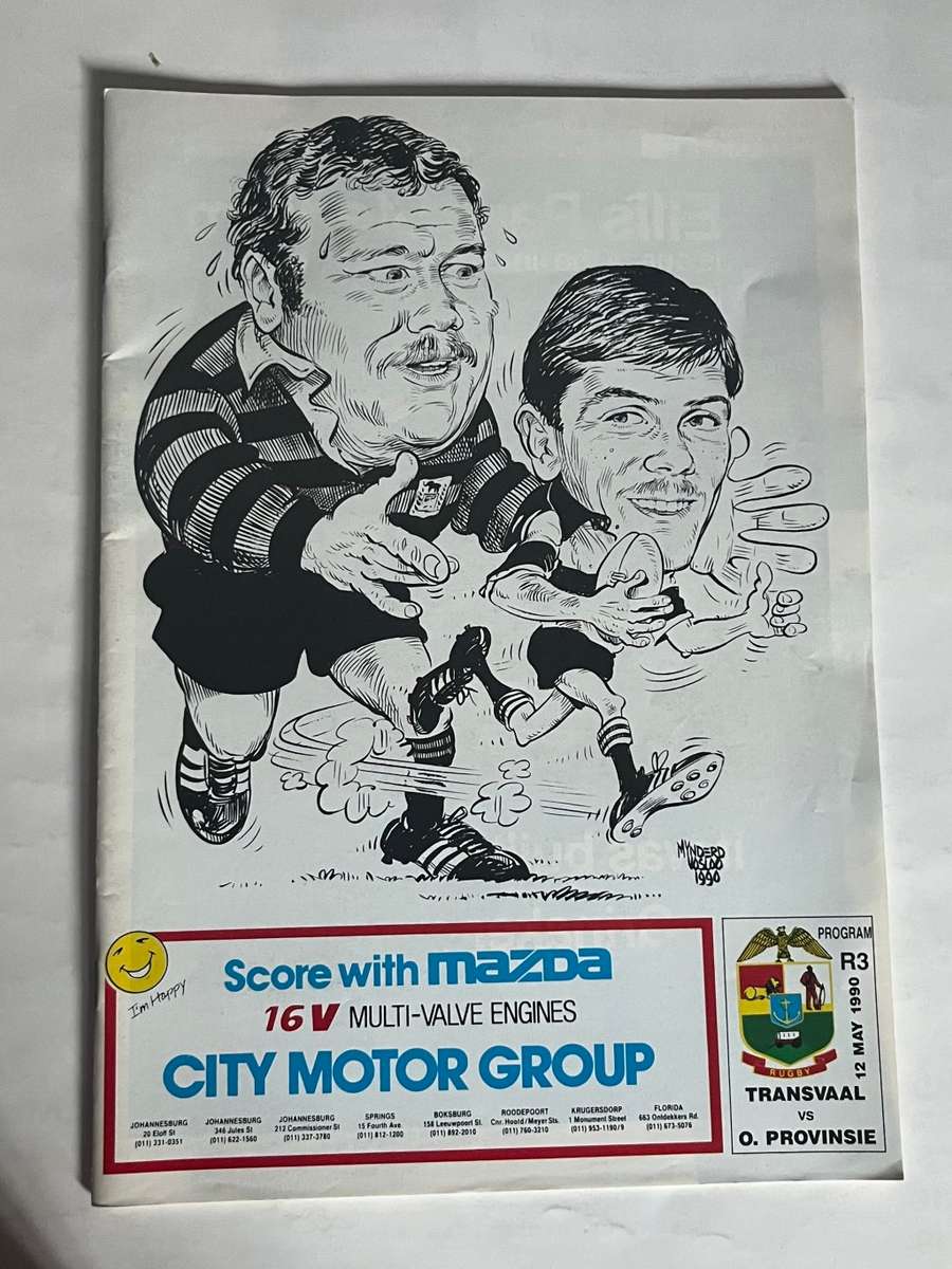 Rugby Programme - Transvaal vs Eastern Province 12/05/1990
