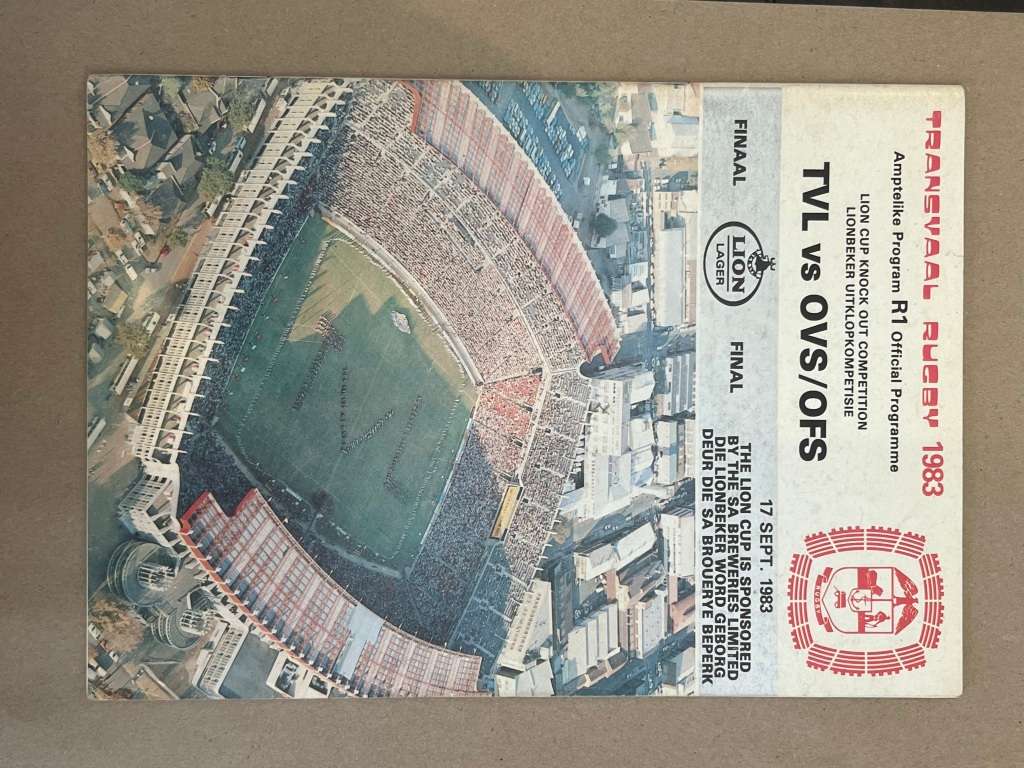 Rugby Programme - *LION CUP FINAL* Transvaal vs Free State 17/09/1983