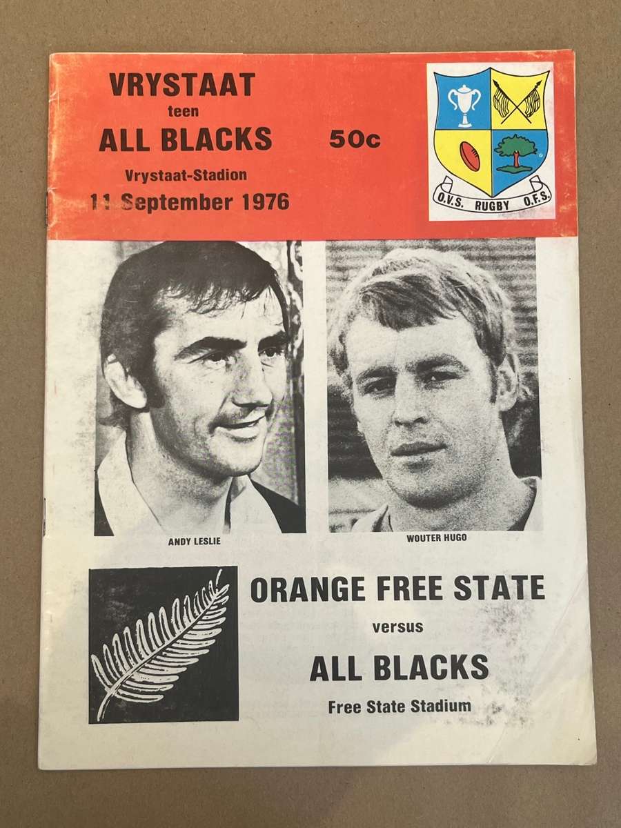 Rugby Programme - Free State vs All Blacks 11/09/1976