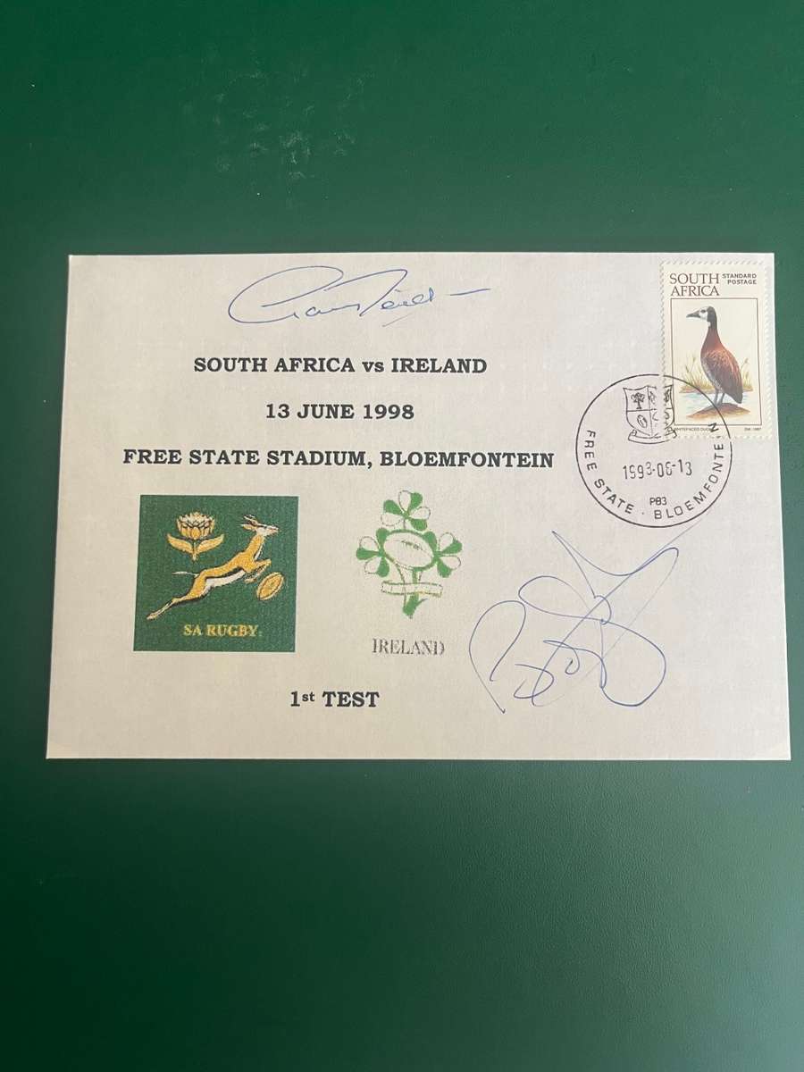 Rugby - *SIGNED* FDC/First day Cover South-Africa vs Ireland 13/06/1998