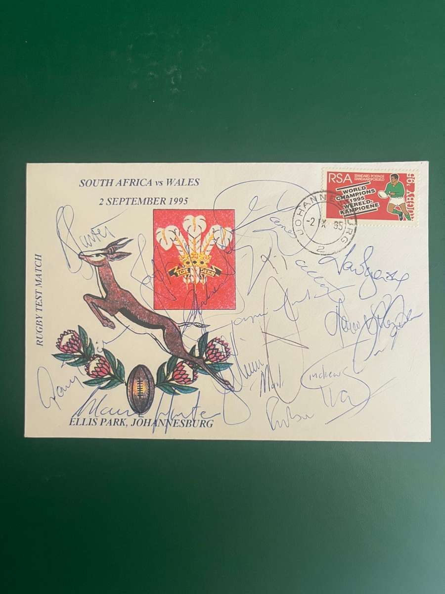 Rugby - *SIGNED* FDC/First Day Cover South-Africa vs Wales 02/09/1995