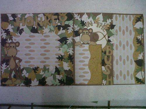 Premade pages -  Monkey in the bush - DOUBLE PAGES