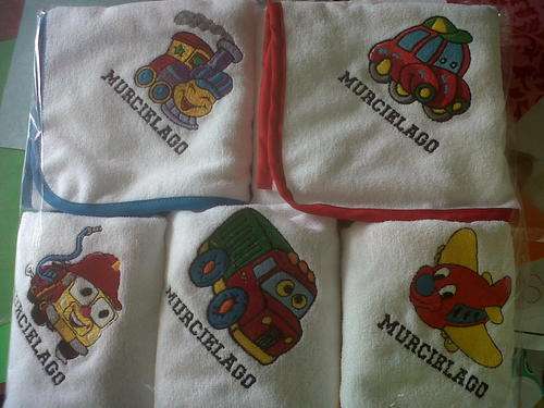 Beautliful set of Embroided Burpers with Binding - Boys