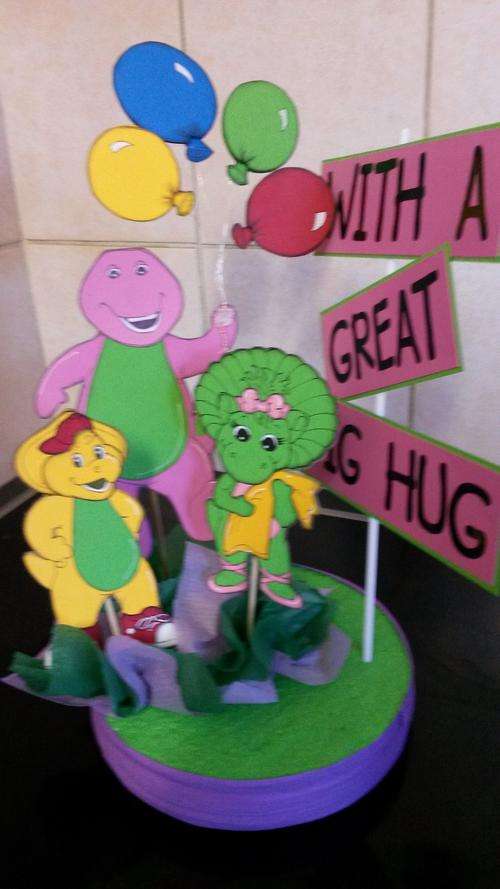 Handmade Barney Party Supplies - centre piece each