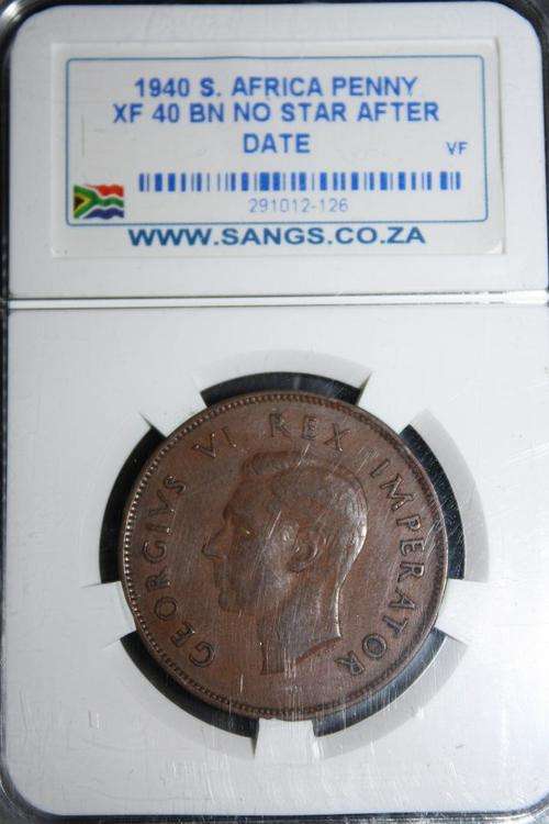 **1940** 1d, SANGS graded XF 40 BN  no star after date **