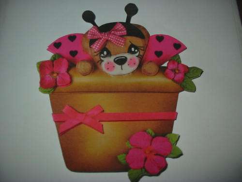 3D layered ladybird in flowerpot