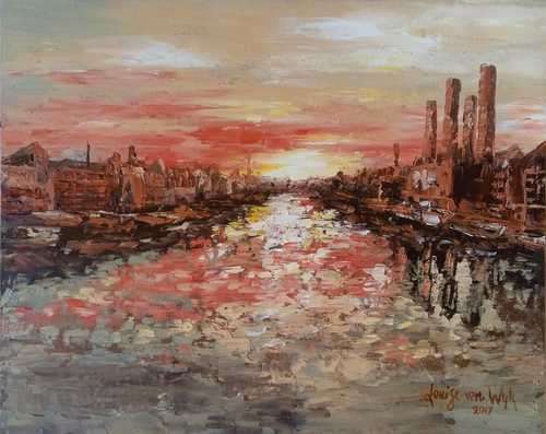 Sunset over a Murky River