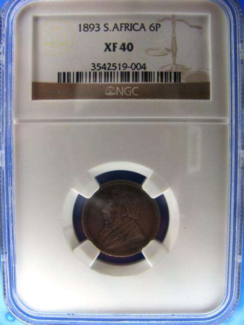 SAVING OF R12000 @@ SELLING AT ONLY R3000 @@ VALUED AT R15000 - 1893 ZAR 6P - NGC GRADED XF40