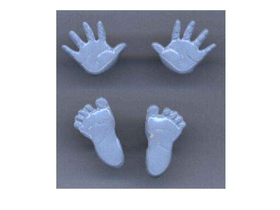 BRADS:  blue hands & feet (size appr. 18mm (pack contains 2 hands + 2 feet)