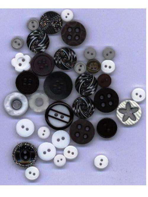 CRAFT BUTTONS - black and white - 10g per packet
