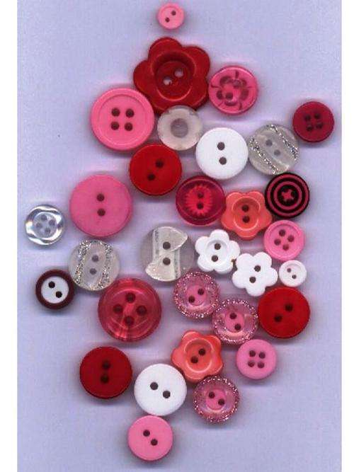 CRAFT BUTTONS - pink and white - 10g per packet