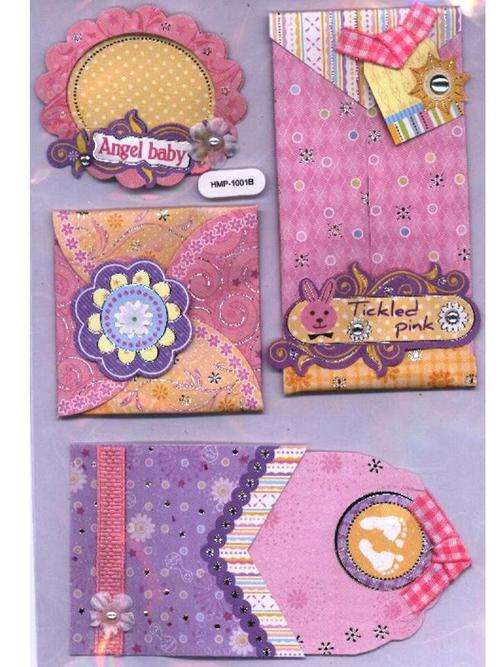 HANDMADE 3-D EMBELLISHMENTS - theme BABY GIRL - pack size 125x185mm