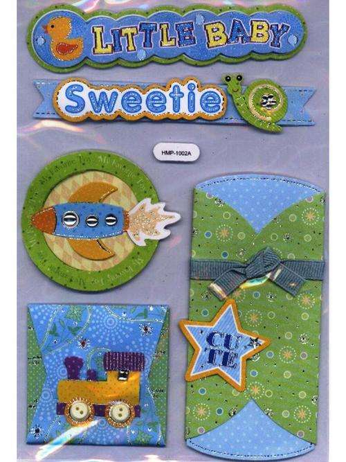 HANDMADE 3-D EMBELLISHMENTS - theme BABY BOY - pack size 125x185mm