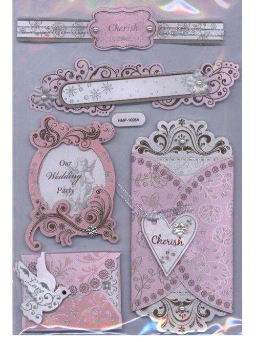 HANDMADE 3-D EMBELLISHMENTS - theme WEDDING - pack size 125x185mm