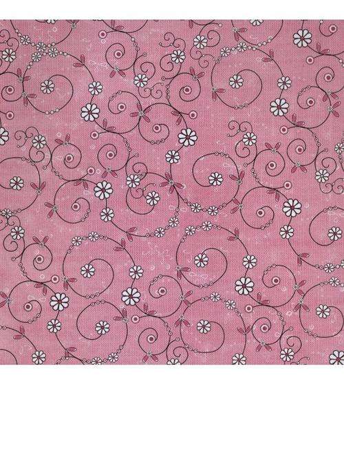 PINK FLOWER SWILS SCRAPBOOK PAPER - 8X8 INCHES (20cmx20cm)