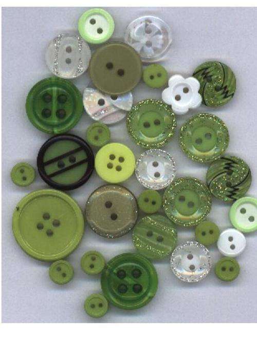 CRAFT BUTTONS - green and white - 10g per packet