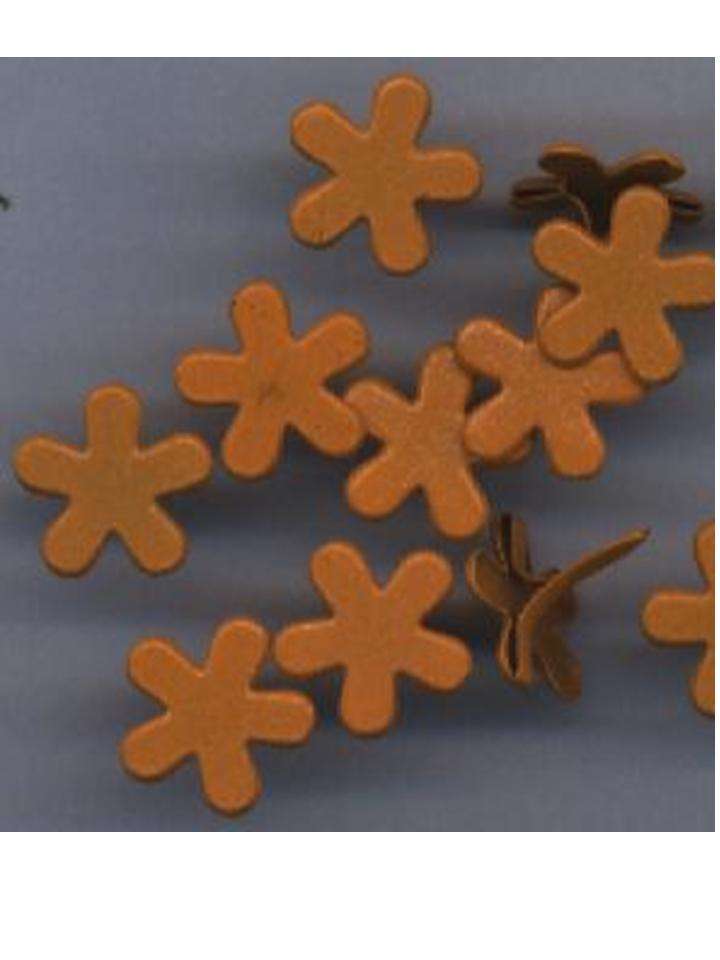 BRADS:  Large flower brads - colour yellow/orange - 12 per packet