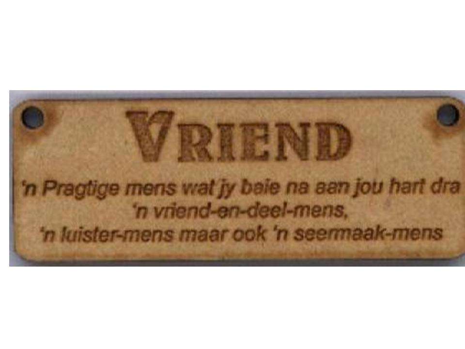 WOODEN EMBELLISHMENTS - words VRIEND  - SIZE 6824mm