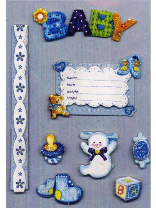 BABY BOY - fun 3-D stickers for your baby pages   -   pack size 150x110mm