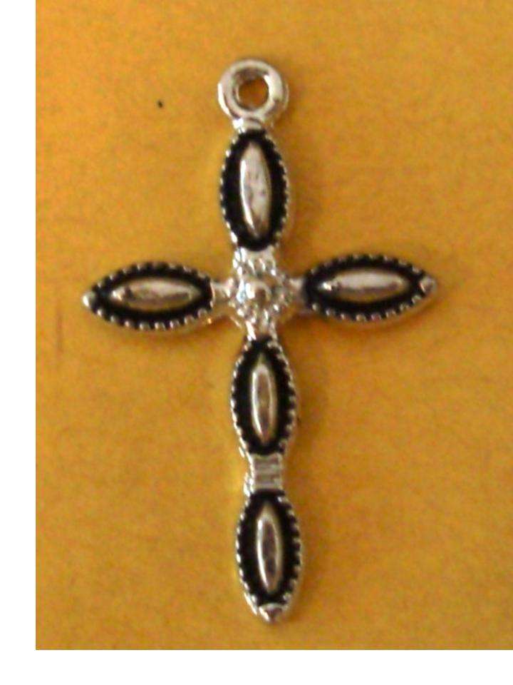 METAL CHARM EMBELLISHMENT:    CROSS  - size 30x20mm