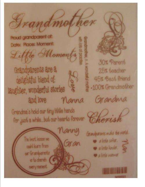 RUB-ON:  GRANDMOTHER (colour sepia)   - pack size 150x205mm