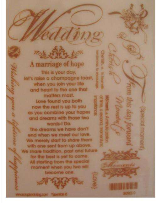 RUB-ON:  WEDDING (colour sepia)   - pack size 150x205mm