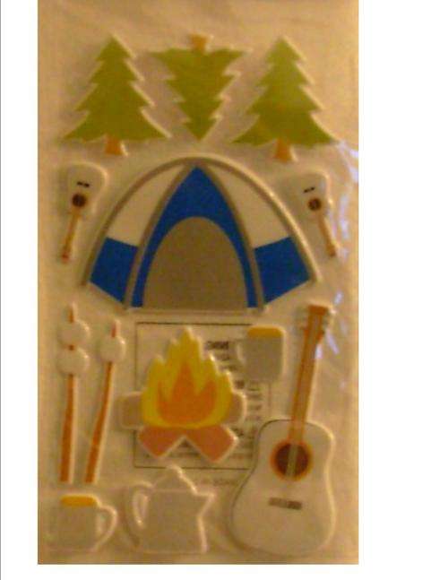 THICK STAND OUT CAMPING stickers:  pack size 100x175mm