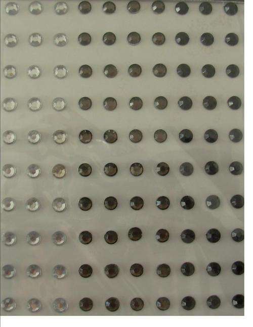 CRYSTALS -  self adhesive - 100 per pack  - colours silver,grey and black