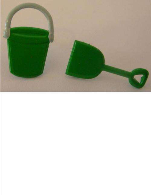 BUCKET AND SPADE - 2 pieces - size +- 25mm COLOUR GREEN