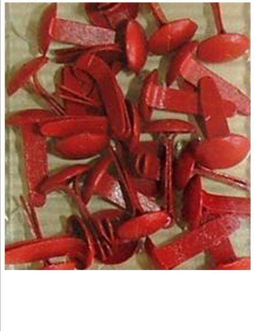 BRADS :  RED large round  - 30 per packet